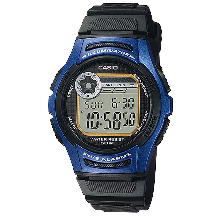 Classic Casio Blue/Black 50M Digital Watch W213-2AV
