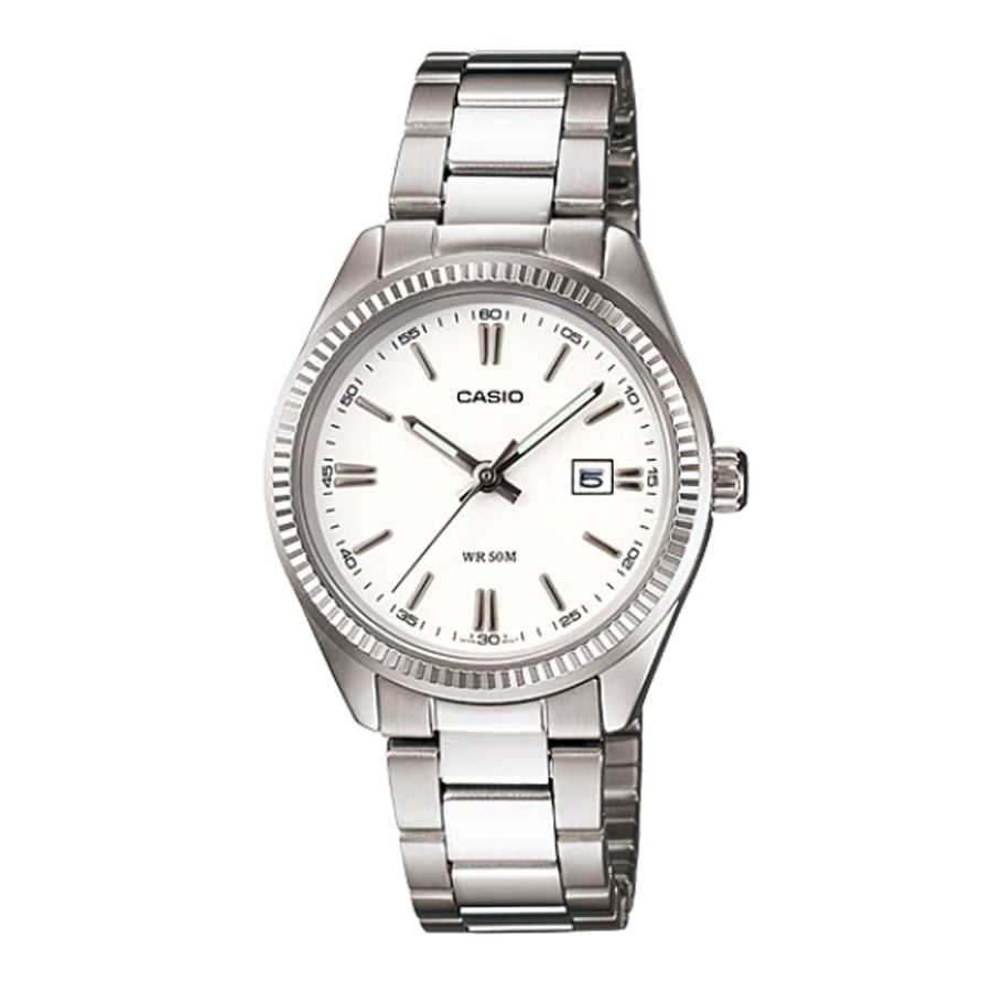 Casio White Dial Ladies Quartz Watch - LTP-1302D-7A1VDF