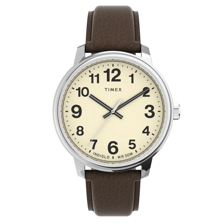 Timex Easy Reader Bold 43mm Leather Strap Men's Watch - TW2V213